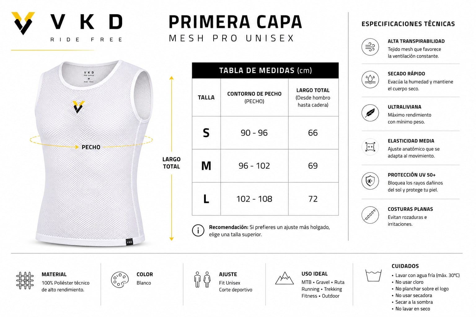 Primera Capa Mesh Pro Unisex - Detalle